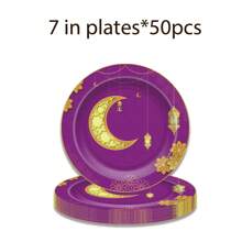 20pcs/50pcs Festival Themed Disposable Paper Plates, 9 Inch 7 Inch Disposable Plates, Dessert Plates, - Multicolor - View 3