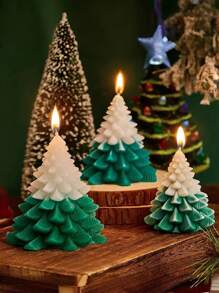 1pc Christmas Tree Candle 3D Silicone Mold, Aroma Candle Handmade Soap Mold For Handmade Candle Making, DIY Craft & Gift - White - View 4