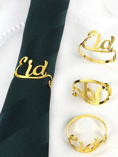 12 PIEZAS/6 PIEZAS/2 PIEZAS Anillo de servilleta de decoración de mesa para el Festival de Ramadán 2025, Anillo de servilleta de aleación dorada Eid, Hebilla de servilleta, Decoración de mesa de fiesta