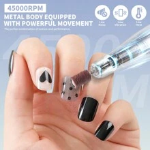 45,000RPM Rechargeable Professional Nail Drill, Portable Electric Nail File, Acrylic Gel Grinding Tool With 6 Drill Bits And Sanding Bands, Suitable For Nail And Foot Care Sculpture And Polishing. Professional Electric Nail Drill For Acrylic Nails. Professional Set With Sanding Band Holder. - White - View 3