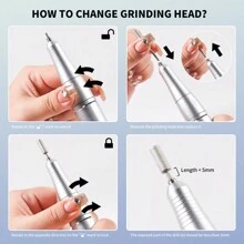 45,000RPM Rechargeable Professional Nail Drill, Portable Electric Nail File, Acrylic Gel Grinding Tool With 6 Drill Bits And Sanding Bands, Suitable For Nail And Foot Care Sculpture And Polishing. Professional Electric Nail Drill For Acrylic Nails. Professional Set With Sanding Band Holder. - White - View 4