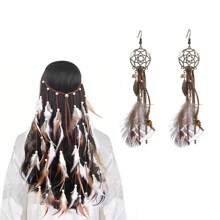 1pc Boho Feather Headband Headpiece & Long Feather Shawl/Scarf Halloween