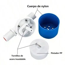 1 Válvula Automática de Control de Nivel de Agua con Flotador, Diseño para Tanques y Sistemas de Riego en Jardines, Material de Plástico Resistente, Llenado y Detención Automática - Azul y blanco - Ver 5