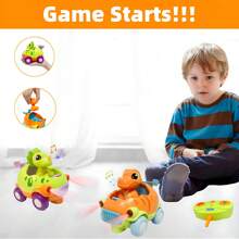 MOONTOY Remote Control Dinosaur Car For Toddler, 2 Pack Dinosaur RC Cars For Kids 2-4 With Lights & Music, Baby Remote Toy For 2 3 4 5 Year Old Boys Girls, Toddler Remote Control Car, Birthday Gift
