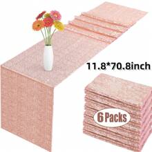 6pcs Silver Sequin Table Runner 11.8" X 108.2" Silver Metallic Glitter Table Runner For Baptism, Wedding, Christmas, Birthday Party, Banquet, Valentine's Day, Holiday Party Decoration (Multiple Colors Available) - Multicolor - View 11