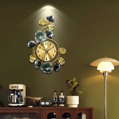 1 chiếc đồng hồ treo tường lá bạch quả bằng bạc kim loại, đồng hồ cổ điển không tiếng ồn, thích hợp cho phòng ngủ, trang trí tường, trang trí nhà cửa, văn phòng, phòng, phòng tập yoga, phòng tắm, đồ thủ công, quà tặng, quà tặng năm mới, tân gia, trang trí nhà cửa, trang trí phòng