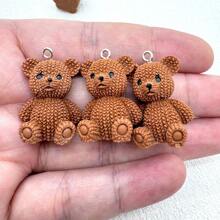 5 Pcs/10 Pcs Cute Bear Shape Charms, Suitable For DIY Jewelry Making - Resin Earrings, Necklaces, Handbags And Keychain Accessories - Non-Embedded Pendant Set