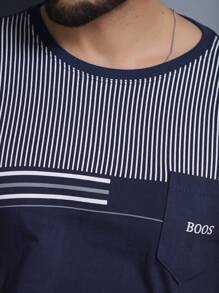 Men's Crew Neck T-Shirt With Pocket - Màu xanh hải quân - Xem 5