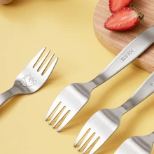 3pcs/Set Stainless Steel Kids Tableware (1 Plate + 1 Spoon + 1 Fork), Cartoon Cute Anti-Drop Plates, Bowls, Utensils For Toddler, Preschool, Home And Commercial Use