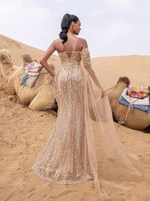 Gorgeous Asymmetrical Neck Mermaid Hem Formal Dresses & Evening Gowns, Party Dress, Wedding Guest Dress