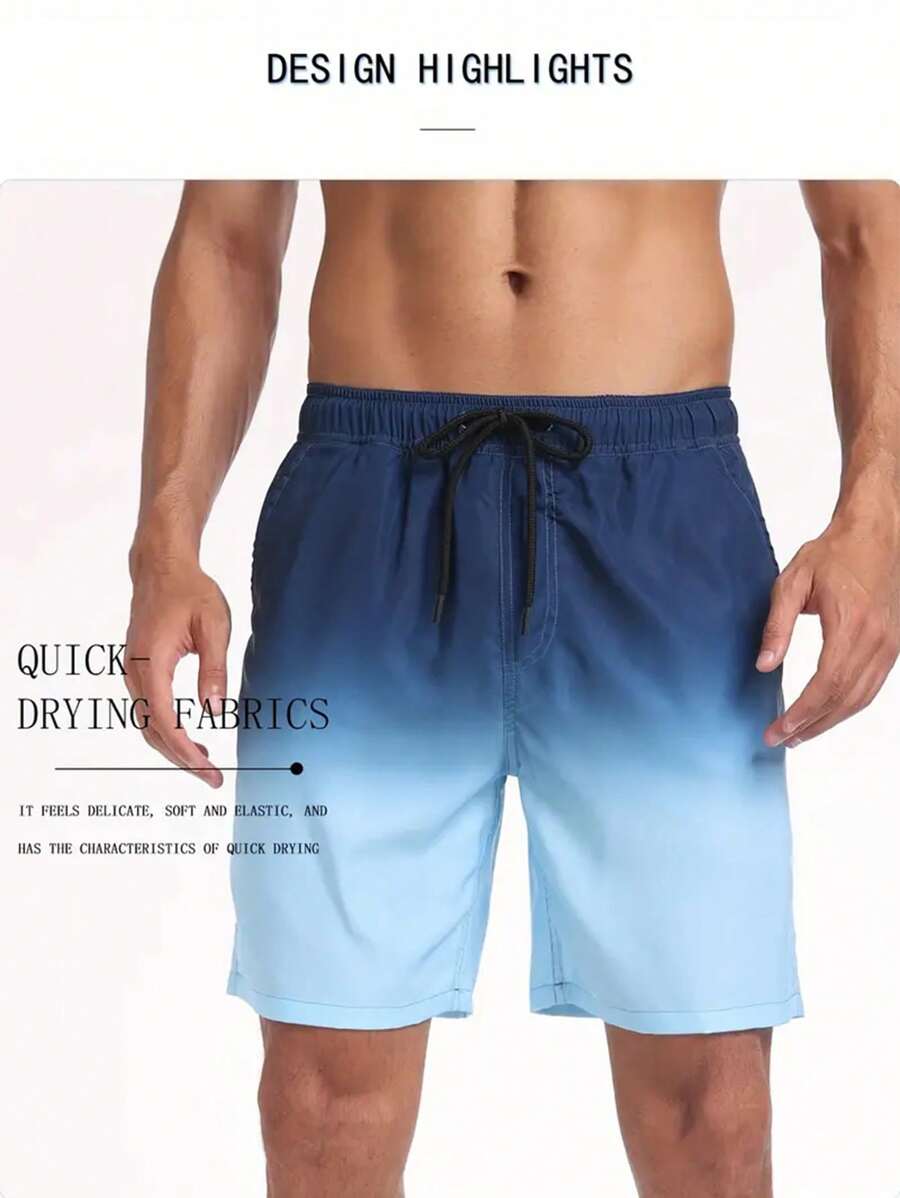 Gradient Color Quick Dry Beach Shorts For Men - Stretchy, Men's Two ...