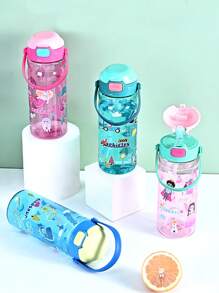 1 件 550 毫升儿童卡通吸管杯，小学生软硅胶手柄水瓶随行杯 - 彩色 - 查看 9