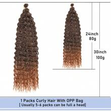 6Packs Ocean Wave Crochet Hair ,30Inch Black Deep Wave Braiding Hair For Women Synthetic Curly Crochet Hair Extensions Wavy Braiding Hair Bohemian Crochet Braids