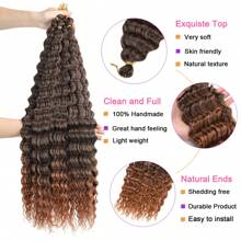 6Packs Ocean Wave Crochet Hair ,30Inch Black Deep Wave Braiding Hair For Women Synthetic Curly Crochet Hair Extensions Wavy Braiding Hair Bohemian Crochet Braids