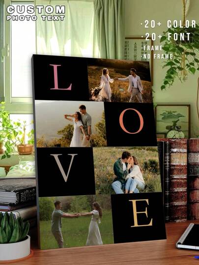 1 Pieza Impresión personalizada de fotos en lienzo - Impresiones en lienzo con tus fotos en arte de pared personalizado para dormitorio, sala de estar, boda, bebé, mascota, familia, amor, pareja, amigo, imagen, foto, arte de pared enmarcado, mejor regalo de amigo para ella novio, novia para aniversarios, San Valentín, Día de la Madre, cumpleaños, Día del Niño, Día del Padre, graduación, bodas, inauguración de la casa, sala de estar, hogar