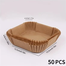 SOKANY 50/100 piezas, Papel para freidora de aire, Revestimiento desechable para freidora de aire, a prueba de aceite, antiadherente, fácil de limpiar, accesorios para freidora de aire, accesorios de cocina. Un revestimiento cuadrado de papel apto para hornear, hornear y cocinar en microondas, utilizado para hotel y propósitos comerciales.