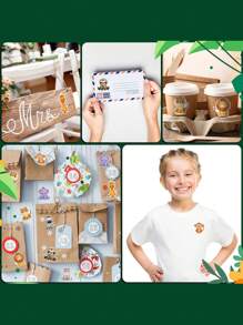 1卷动物贴纸奖励贴纸，可爱动物太空贴纸，办公用品激励贴纸，动物派对礼品贴纸，每卷500张，圣诞礼物创意，节日礼物推荐 - 多色 Style3 - 查看 10