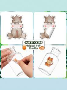 1卷动物贴纸奖励贴纸，可爱动物太空贴纸，办公用品激励贴纸，动物派对礼品贴纸，每卷500张，圣诞礼物创意，节日礼物推荐 - 多色 Style3 - 查看 8