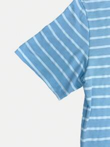 K&K FASHION Basic Striped T-Shirt Blouse - Celeste - Ver 5