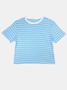 K&K FASHION Basic Striped T-Shirt Blouse - Celeste - Ver 3