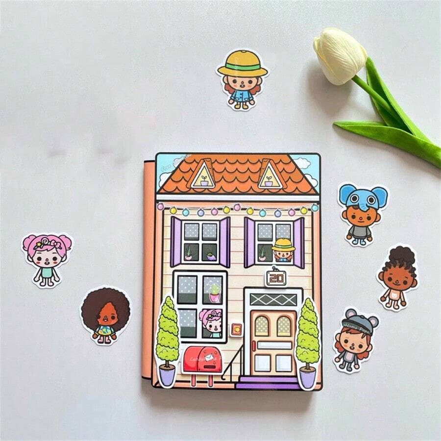 Toca Boca 宝宝城堡 Toca 世界 DIY 场景手工安静书女孩角色扮演纸娃娃儿童手工套装 - 彩色 - 查看 1