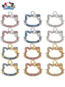 Sanrio Colgante con Charm de Hello Kitty de Sanrio para hacer joyas, aretes, pulseras, colgantes, collares, marcadores de puntada, manualidades, adornos de gato brillante con strass para manualidades DIY (Variados)