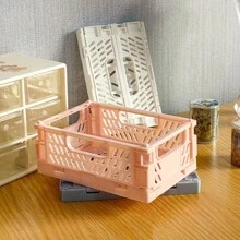 1pc Small Foldable PP Storage Box, Office Supplies, Notebook, Stationery, Cosmetics Desk Organizer Box, Multi-Colors Available, Desktop Organizing Tool,For Back To School