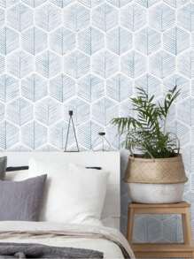 YUANYI 1 Roll 17.52in*39.37in Removable And Reusable Wallpaper, Self-Adhesive Vinyl Furniture Sticker, Waterproof Modern Geometric Green Striped Pattern, Suitable For Bathroom, Living Room, Bedroom And Kitchen Wall Decor, PVC Removable