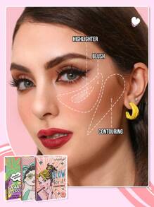 Misslyn 3入組完美修飾彩妝套裝,腮紅,高光,修容全尺寸套裝,提亮高光,時尚古銅色,自然紅潤與鏡子,顏料豐富,絲滑配方,自然光澤,色素柔軟的粉質質地,輕盈,光滑,易於混合（love Peach+mermaid 1 + Aloha All Day） - Prefect Contour Makeup kit - 查看 5