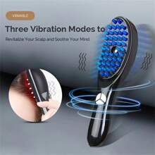 Red Light Hair Brush, Multi-Functional Comb - 3D Massager For Head, Ultrasonic Vibration Atomization, Electric Massage Steam Hair Comb - Black - View 7