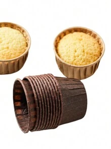 LIFETALK 50/100PCS White, Kraft, Brown Paper Muffin Cups Homemade Baking Molds Kitchen Birthday Party Supplies PE Coated Oilproof Printing Design Round Cupcake Cases