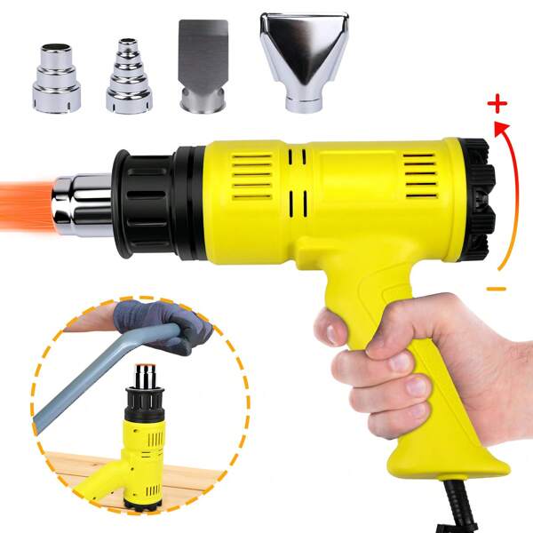 ZMH Pistola de aire caliente Pistola de calor de 2000 W ajustable - kit de pistola de aire caliente Pistola de aire caliente de 60 ℃ - 600 ℃ Controlador de temperatura infinitamente variable Pistola de calor con soplador de aire caliente para soldar, velas, manualidades, tubos retráctiles