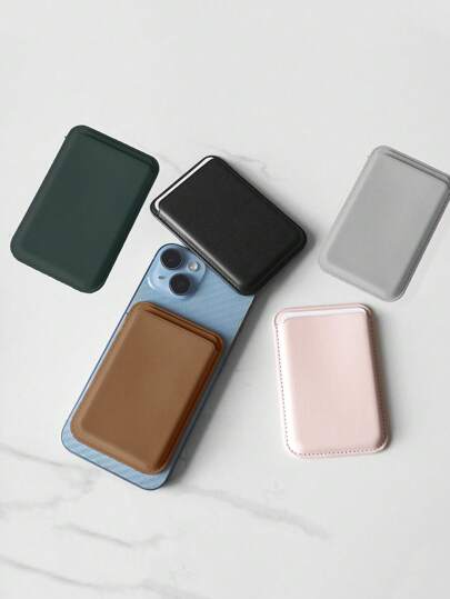 1pc Magnetic PU Leather Card Holder Compatible With Iphone 16/15/14/13/12 Pro Max - Slim MagSafe-Compatible Wallet Case With Faux Leather Lining And Slip Pocket For Credit Cards - Adhesive Continental-Form Phone Wallet Acces