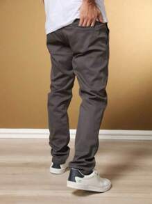 Men's Slim Fit Casual Sport Twill Pants With Built-In Pocket Knife Pocket With Lycra High Durability And Comfort - Xám - Xem 3