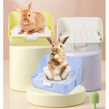 兔子便盆，防溅便盆托盘，适用于豚鼠、雪貂、兔子、刺猬，钢丝/塑料底矩形厕所用品 - 彩色 - 查看 10