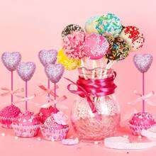 10pcs Glitter Foam Hearts Picks - Red/Pink Sparkly Foam Hearts Stems Wooden Glitter Heart Picks Puffy Heart Topper - For Valentine's Day, Weddings & Flower Arrangements - Perfect For DIY Decorations & Party Favors