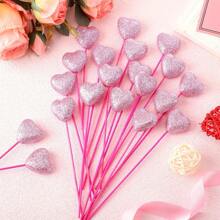 10pcs Glitter Foam Hearts Picks - Red/Pink Sparkly Foam Hearts Stems Wooden Glitter Heart Picks Puffy Heart Topper - For Valentine's Day, Weddings & Flower Arrangements - Perfect For DIY Decorations & Party Favors