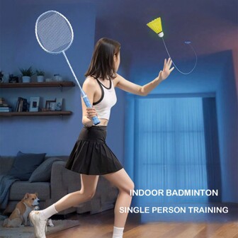 Set de 3 piezas de entrenamiento de bádminton, entrenador de bádminton giratorio para una sola persona portátil para interiores