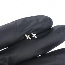 1pc Titanium Stud Earring With 4 CZ Zirconia Flat Back Cartilage Tragus Piercings Body Jewelry For Women - TC052 - View 5