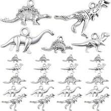 50/100pcs Vintage Silver Dinosaur Pendant Set - Alloy Animal Pendants, Suitable For DIY Jewelry, Necklace And Bracelet Making - Silver - View 12