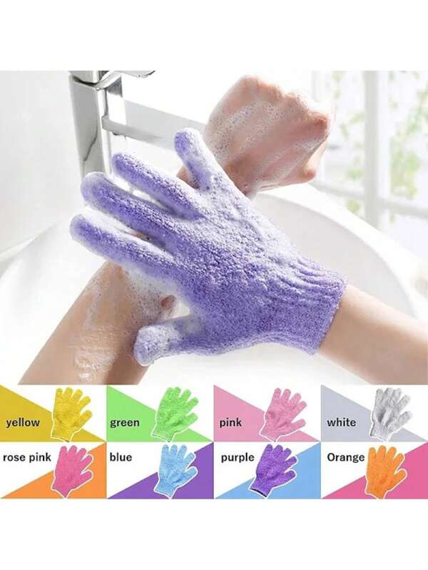 1pc, Multi-Color Exfoliating Bath Gloves, Sponges For Scrubbing, Scrubbing Backs, Bath Gloves, Five-Finger Scrubbing Sponges, Adult Bath Gloves, Easily Removes Calluses And Dirt, Smooth Scrubbing, For Bathhouses, Bathrooms, Five-Finger Bath Gloves, Bathroom Gadgets, Bathroom Foamer