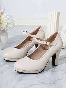 Scarpe décolleté con tacco largo in morbida pelle beige, adatte per abiti da sera o per l'ufficio - Beige - Visualizzare 5