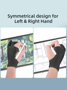 Finego 1/2/3 piezas Guante de dibujo de artista, guantes de pintura de dedos, guantes de mano derecha e izquierda para tableta gráfica de arte digital, iPad, dos dedos con elasticidad suave y transpirable para lápiz óptico, lápiz, boceto, pintura, útiles de oficina y escuela, suministros de pintura y dibujo, guantes de dibujo, regalos creativos, regreso a la escuela, útiles escolares