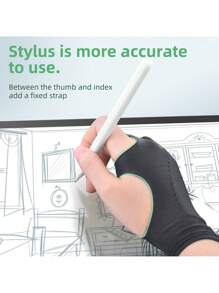 Finego 1/2/3 piezas Guante de dibujo de artista, guantes de pintura de dedos, guantes de mano derecha e izquierda para tableta gráfica de arte digital, iPad, dos dedos con elasticidad suave y transpirable para lápiz óptico, lápiz, boceto, pintura, útiles de oficina y escuela, suministros de pintura y dibujo, guantes de dibujo, regalos creativos, regreso a la escuela, útiles escolares