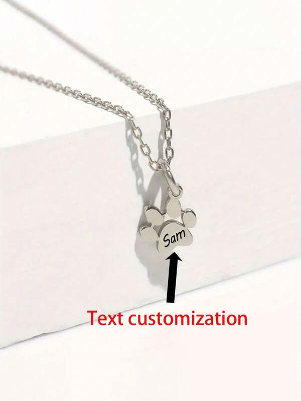 Collar personalizado con estampa de pata, collar de acero inoxidable simple y de moda con silueta de pata de gato y perro, regalo conmemorativo de mascota, collar simple, joyería para amantes de las mascotas