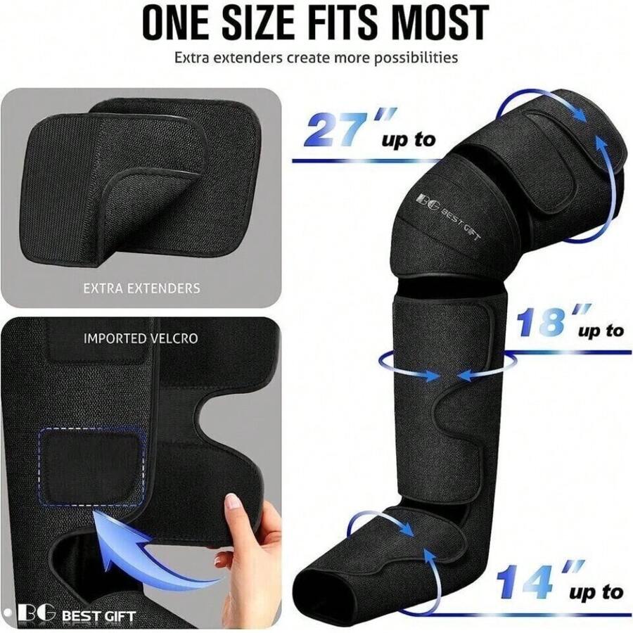 Air Compression Massager With Heat For Foot,Leg,Calf,Thigh And Knee