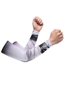 1 Pair Black UV Protection Cooling Arm Sleeves, Breathable Quick-Dry Stretchy Ice Silk Fabric For Outdoor, Driving, Travel, Spring/Summer Sleeves Cover Arms White Gloves Arm Warmers Autumn Outfits Halloween Costumes Black Arm Sleeve Gifts For Men - Black - View 4
