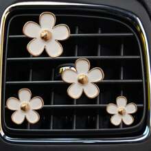 4pcs Alloy Daisy Car Air Outlet Fragrance Decoration Clip Car Interior Car Decoration Supplies Set