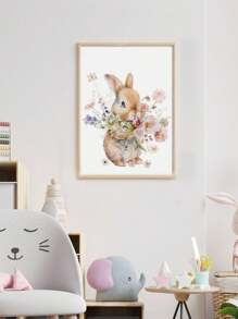 3pcs Customized Name Art Poster, Personalized Rabbit, Floral Wall Art, Dopamine Picture, Room Decor For Girls Bedroom, Birthday Gift, Graduation Gift, Unframed, Home Harmony - Multicolor - View 5