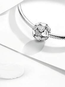 1 PC 925 Sterling Silver Twisted Heart Pendant Charm Pendant Ball Suitable For Bracelets DIY Women's Jewelry Valentines